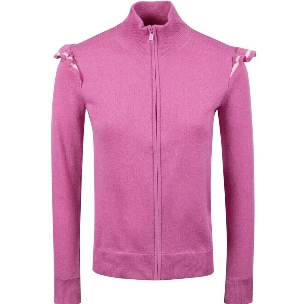 Polo golf Ralph lauren resort rose ruffle trim zip up golf sweater ladies M